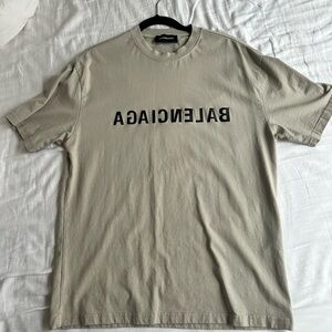 Balenciaga Tan Short Sleeve Tee Minimalist Design